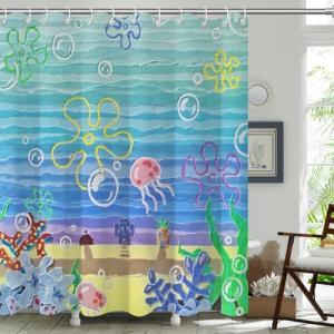 Cute Ocean Beach Shower Curtain, Waterproof 72x72 Inches