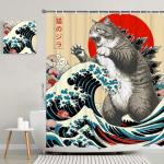 Funny Japanese Cat Shower Curtain - Vintage Art 72"x72