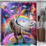 Funny Cat Shower Curtain with Dinosaur Design