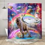 Funny Cat Shower Curtain with Dinosaur Design