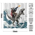 Funny Raccoon Dinosaur Shower Curtain for Kids