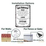Funny Bathroom Rules Metal Sign for Wall Decor