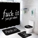 Funny Get Naked Shower Curtain Set with Rugs