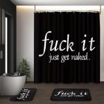 Funny Get Naked Shower Curtain Set with Rugs