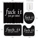 Funny Get Naked Shower Curtain Set with Rugs