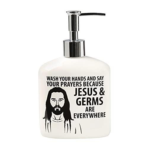 Jesus and Germs Soap Dispenser by Our Name is Mud
