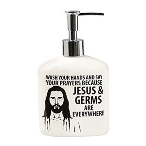 Jesus and Germs Soap Dispenser by Our Name is Mud