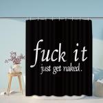 Funny Get Naked Shower Curtain Set with Rugs