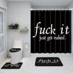 Funny Get Naked Shower Curtain Set with Rugs