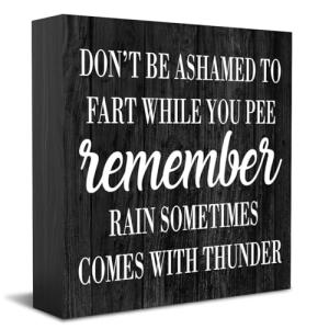 Funny Wooden Bathroom Sign for Farting Humor