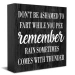 Funny Wooden Bathroom Sign for Farting Humor