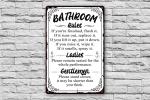 Funny Bathroom Rules Metal Sign for Wall Decor