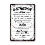 Funny Bathroom Rules Metal Sign for Wall Decor