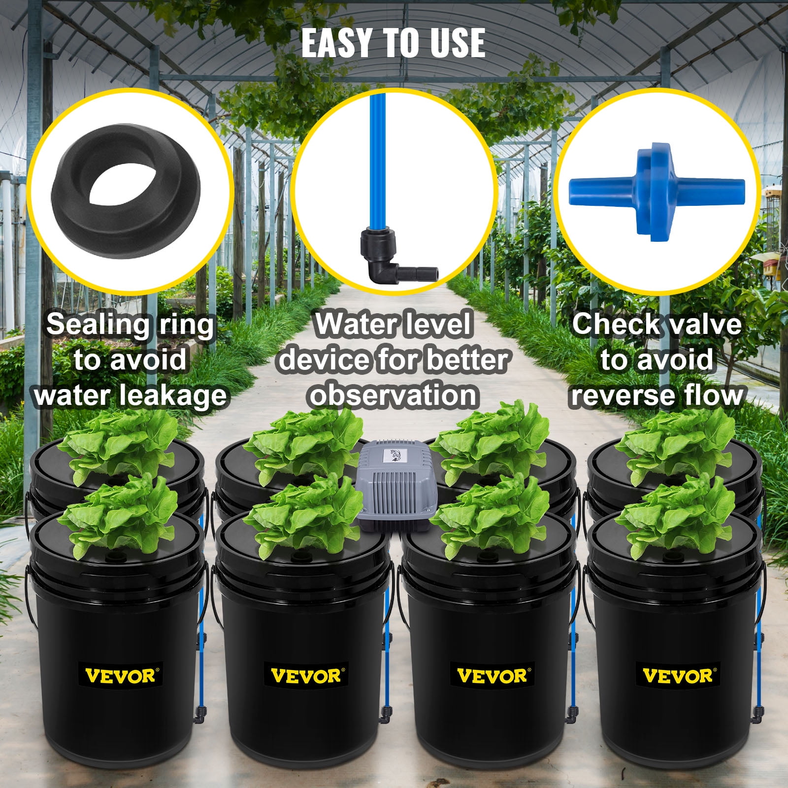 BENTISM DWC Hydroponic System - 5 Gallon, 8 Buckets