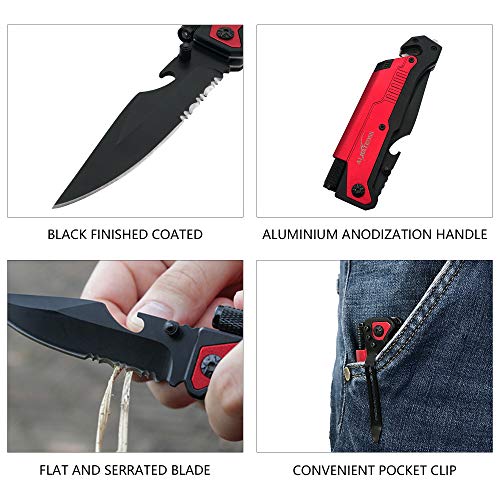 6-in-1 Tactical Folding Pocket Knife with LED Light