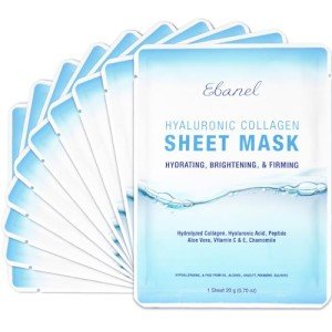 10 Pack Collagen Face Masks for Brightening & Hydration