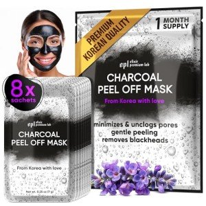 Korean Charcoal Peel-Off Face Mask - 8 Pack