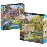 1000-Piece Jigsaw Puzzles: Pine Cabin & Summer Estate