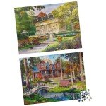 1000-Piece Jigsaw Puzzles: Pine Cabin & Summer Estate