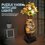 Blue 3D Puzzle Vase with LED Light, 160 Pieces