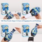 Blue 3D Puzzle Vase with LED Light, 160 Pieces