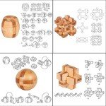 Unlocking 3D Wooden Brain Teaser Puzzle Set