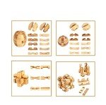 Unlocking 3D Wooden Brain Teaser Puzzle Set