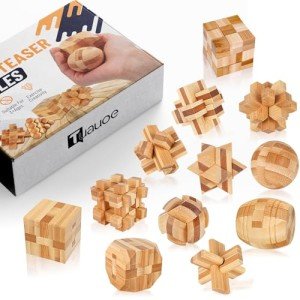12-Piece Wooden Brain Teaser Puzzle Set