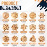 12-Piece Wooden Brain Teaser Puzzle Set