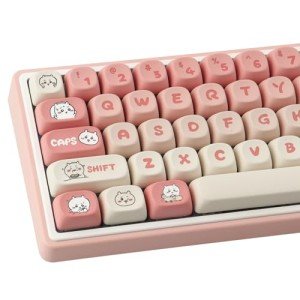 Cute Pink Kawaii Anime Keycaps Set for Mechanical Keyboards
