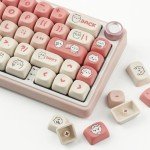 Cute Pink Kawaii Anime Keycaps Set for Mechanical Keyboards