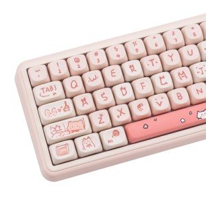 Cute Pink Cat Keycaps for Mechanical Keyboards