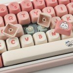 Cute Pink Kawaii Anime Keycaps Set for Mechanical Keyboards