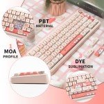 Cute Pink Cat Keycaps for Mechanical Keyboards