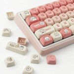 Cute Pink Kawaii Anime Keycaps Set for Mechanical Keyboards