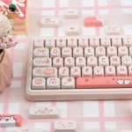Cute Pink Cat Keycaps for Mechanical Keyboards
