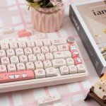 Cute Pink Cat Keycaps for Mechanical Keyboards
