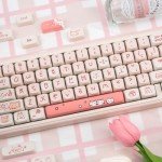Cute Pink Cat Keycaps for Mechanical Keyboards