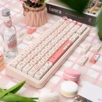 Cute Pink Cat Keycaps for Mechanical Keyboards