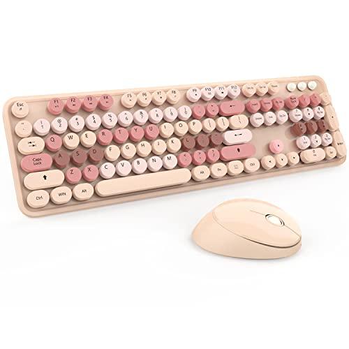 KOOTOP Retro Wireless Keyboard and Mouse Set