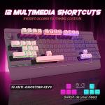 Pink Rainbow LED Silent Gaming Keyboard with Wrist Rest