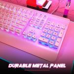 Pink Rainbow LED Silent Gaming Keyboard with Wrist Rest