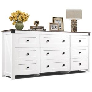 WLIVE 63" Farmhouse Dresser with 9 Drawers