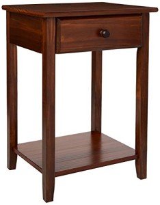 Warm Brown Night Owl Nightstand with USB Ports