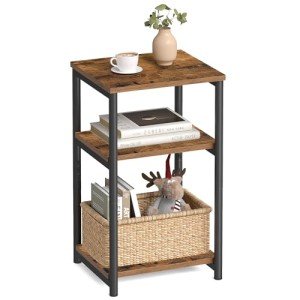 VASAGLE Rustic Brown & Black Side Table
