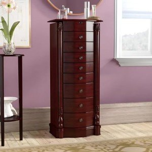 Louisa Jewelry Armoire with Mirror and Storage