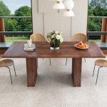 Walnut Modern Farmhouse Dining Table for 6-10