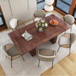 Walnut Modern Farmhouse Dining Table for 6-10