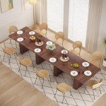 Walnut Modern Farmhouse Dining Table for 6-10