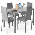 5-Piece Modern Glass Dining Set with Chairs